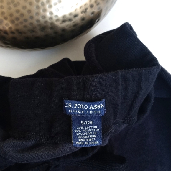 U.S. Polo Black Velour Sweatpants S - Picture 2 of 12